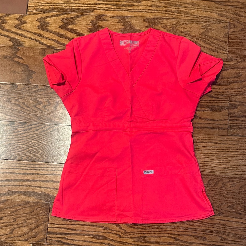 Grey's Anatomy Vivid Red Scrub Top